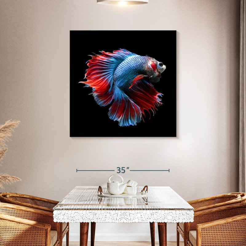 Brampt Blue And Red Betta Fish, 39" H x 39" W