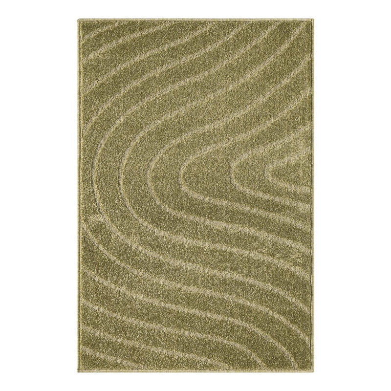 Modern Geometric Wave Area Rug, Rectangle 2' x 3'1", Green