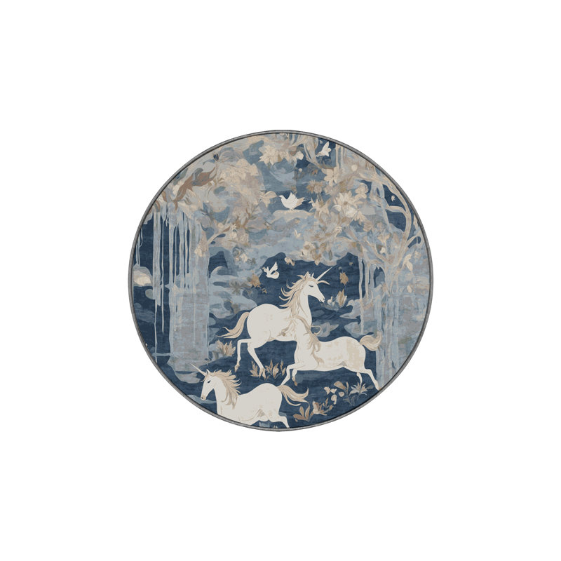 Tapis gris soyeux et moelleux, Rond 5 pi