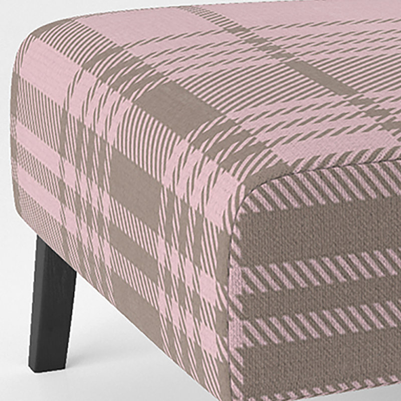 Fauteuil de chambre en velours rose à carreaux tartan