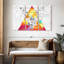 Ensemble de 3 pièces abstraites à motif géométrique triangulaire sur toile par Jonathan A.-93062549