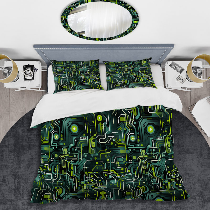 Literie Green Techno Fusion Maze III, Housse de couette simple + 1 taie décorative stan