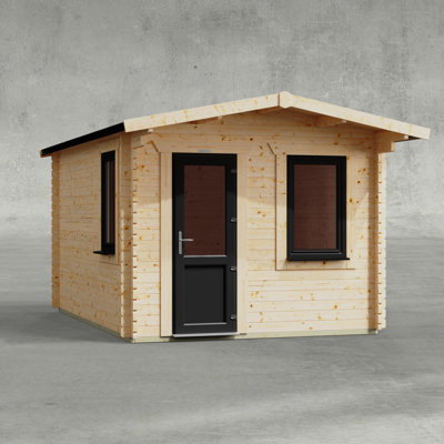 Powersheds 10 x 14ft Apex Retreat Log Cabin, Door to the Left - 44mm
