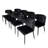 Sharan Modern Rectangular Marble Dining Table Set with Sculptural Base and 8 Woven Chairs – 9-Piece Contemporary Dining Room Set-92081694