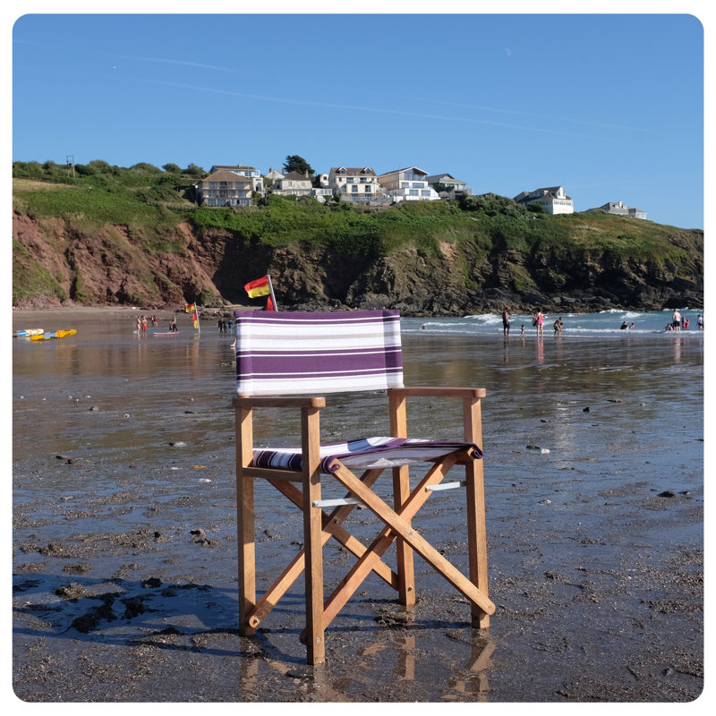 Cream Premium Director's Chair, Purple/White