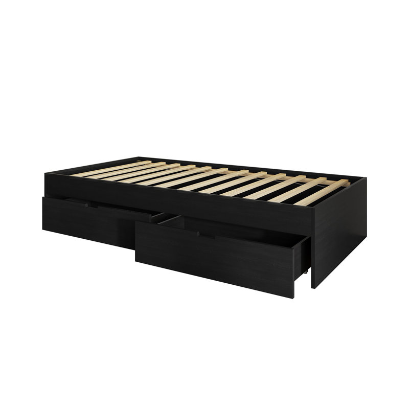 Lit matelot simple en bois avec rangement noir, Noir