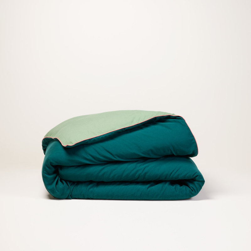 Cotton No Pattern Duvet Cover, Green/Pink, Emperor