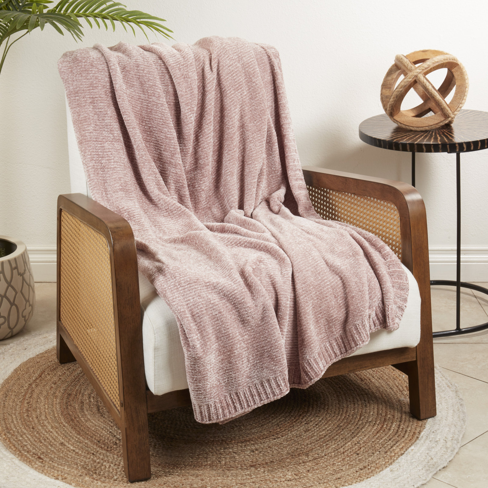 Carley Knit Throw Blanket, Pink