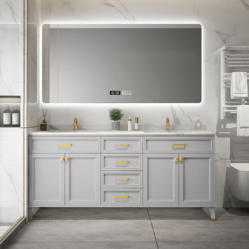 Meuble-lavabo Nordic, Gris clair, H 32,7 po x l 63 po x P 21,7 po