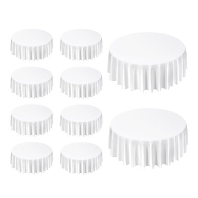 White Round Tablecloths, 120 Inches in Diameter, Stain- & Wrinkle- Resistant, Machine Washable Table Clothes, Polyester Fabric Table Covers for Wedding, Party, Banquet, Formal Events