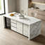 Îlot de cuisine en marbre préassemblé avec armoire à porte vitrée, tiroirs et rangement - Table à manger multifonctionnelle-133706671