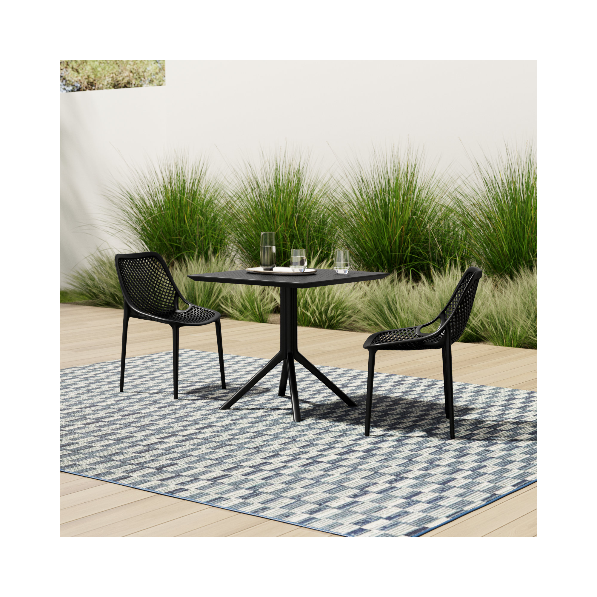 Farrah Square 2 - Person Bistro Set, Black