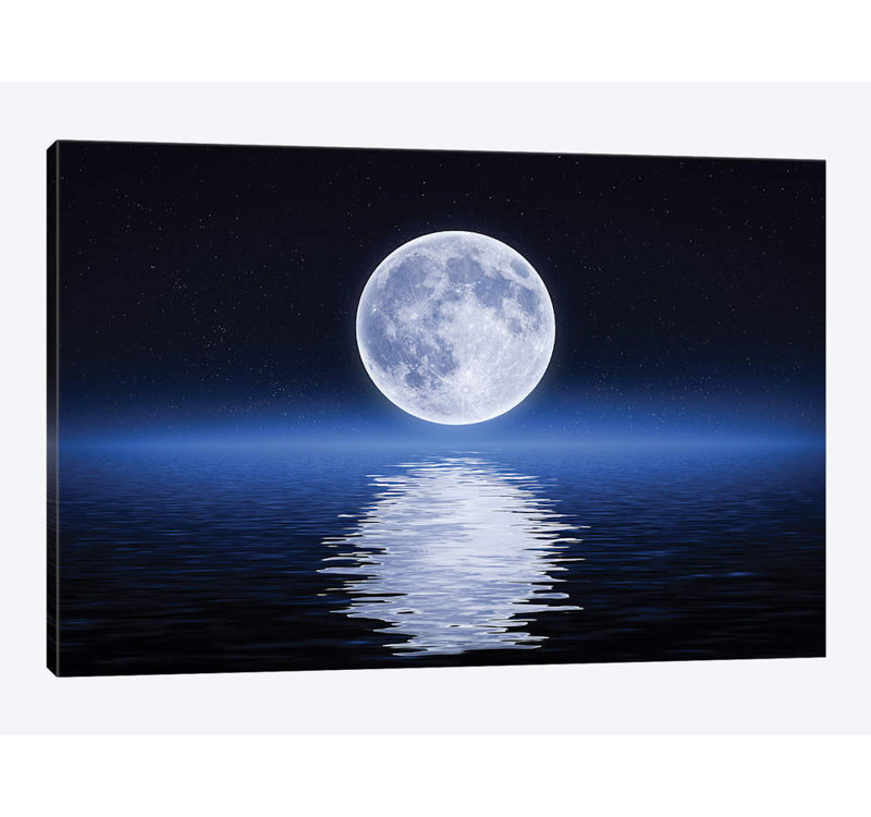 « moon reflection », impression sur toile, H 8 po x l 12 po x P 0,75 po, Pas de tapis, Toile tendue