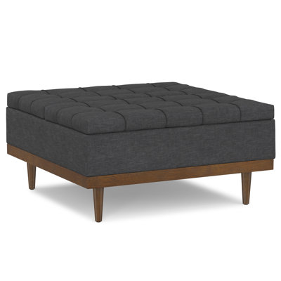 Mariah 36"W Lift Top Table Storage Ottoman with 2 Storage Compartments and Solid Wood Legs