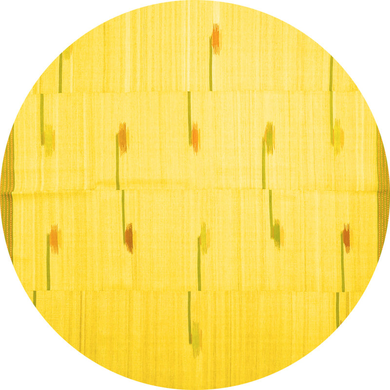 Tapis contemporains jaunes lavables à la machine 1171, Rond 3 pi