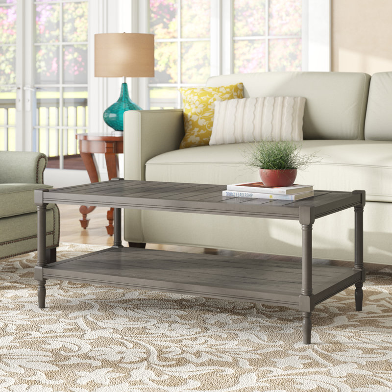 Gladston Solid Wood Top Coffee Table, Gray