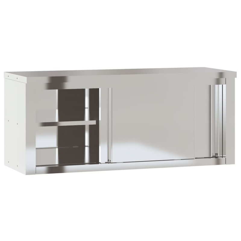 Callison Silver Stainless Steel Accent Cabinet, 110cm H x 46cm W x 40cm D