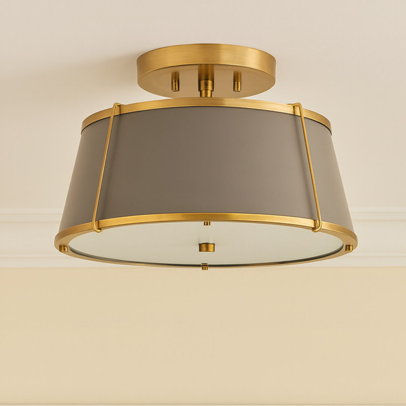 Clarke Medium Semi-Flush Mount, Lacquered Dark Brass, Lacquered Dark Brass