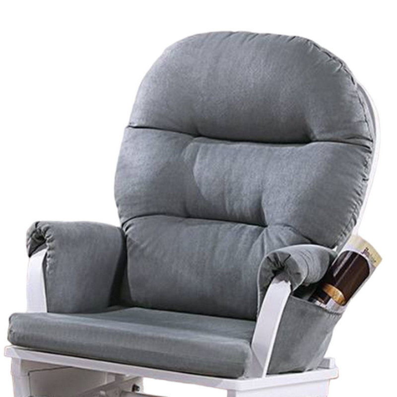 Noni Manual Glider Chair with Ottoman, Gray, White