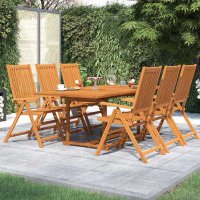 Jameeka 6 - Person Acacia Solid Wood Patio Dining Set Extendable and Umbrella Hole Included Table,