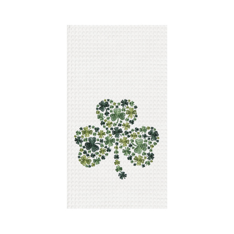 Serviette irlandaise Shamrock, Vert / blanc trèfle irlandais