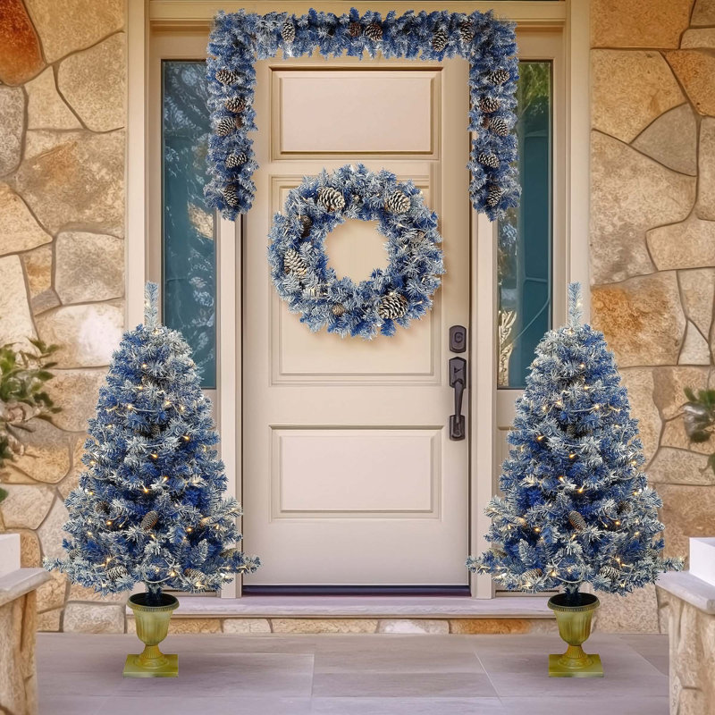 Arbre de Noël artificiel régulier (double) avec aiguilles bleues