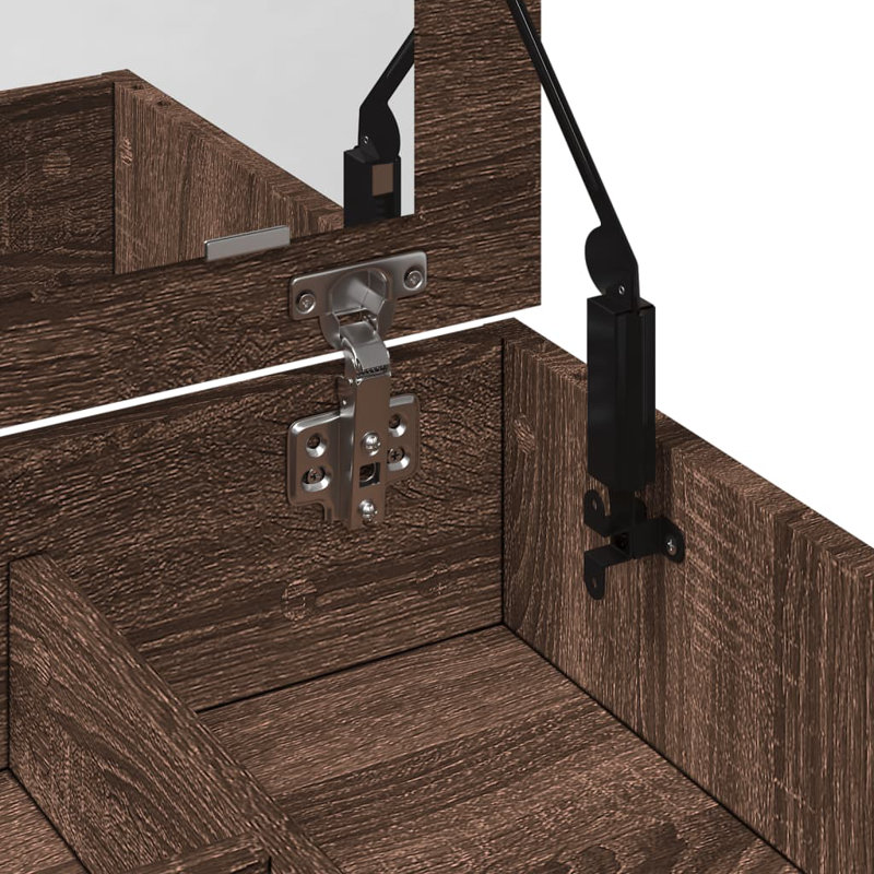 Dressing Table With Mirror 73X46.5X120 Cm, Brown Oak