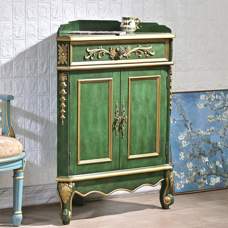 Armoire de coin en bois manufacturé vert