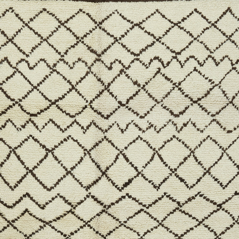Tapis marocain contemporain fait à la main en laine naturelle non teinte