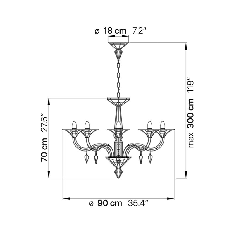 Dedalo 8 - Light Chandelier, Matte White