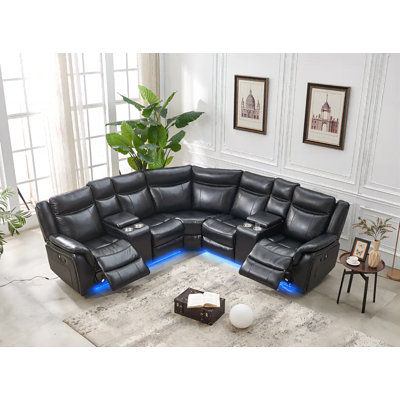 Damyrah 3 - Piece Vegan Leather Maunual Reclining Sectional -  Hokku Designs, 1049D711B3AD4DD4B8FE7453B4931E06