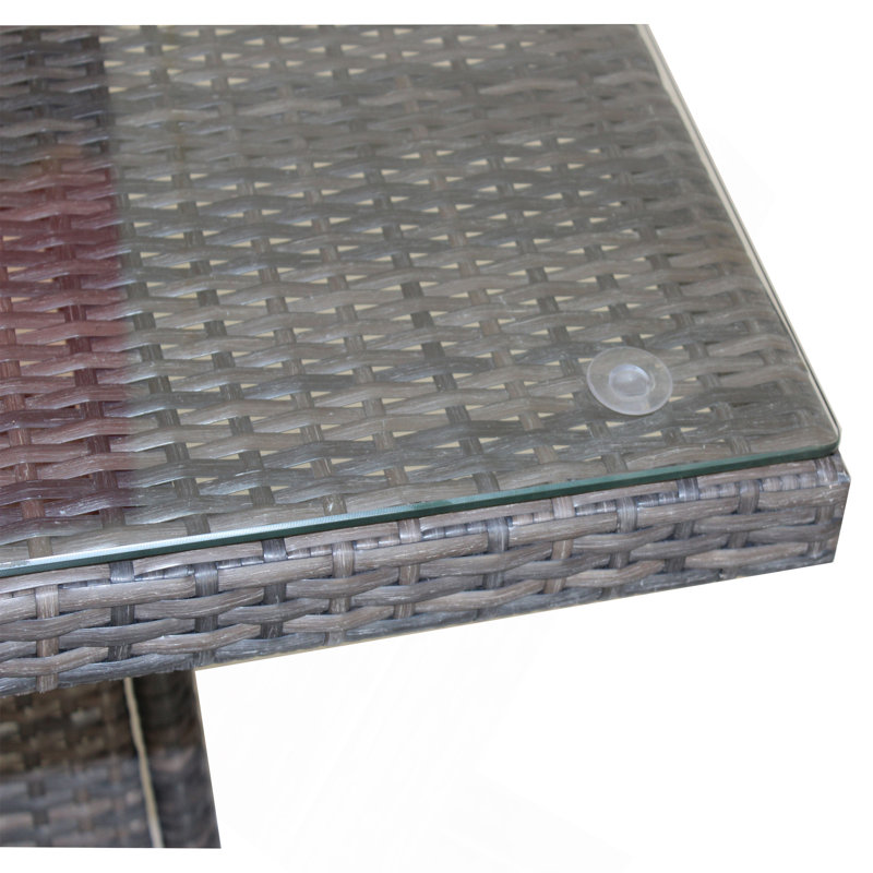 Table de salle à manger d'extérieur pour terrasse avec verre trempé transparent