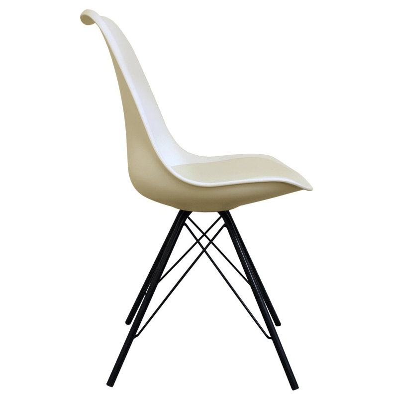 Aneta Plastic Side Chair, Ivory/White