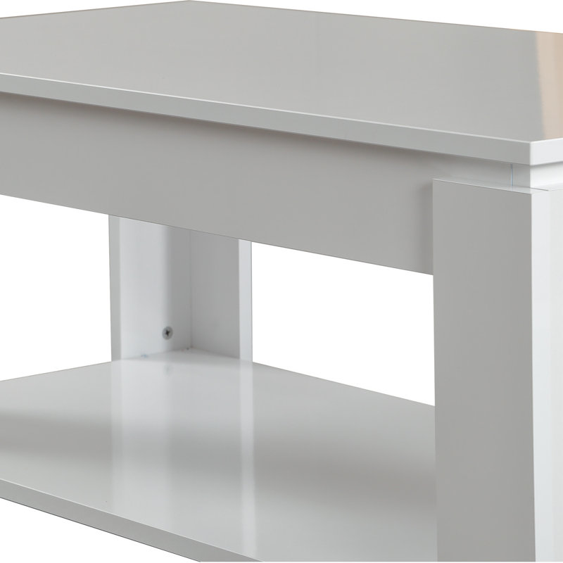 Table basse moderne blanche de 41,0 po x 18,5 po x 22,0 po | 100% panneau de particules enduit de mélamine, épaisseur: 0,7 pouce | Conception élégante de couleur unie, parfaite pour le salon et les espaces contemporains, finition durable et élégante