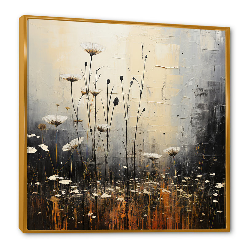 Minimalisme dans un pré au crépuscule, impression sur toile, Cadre flottant doré, H 36 po x l 36 po