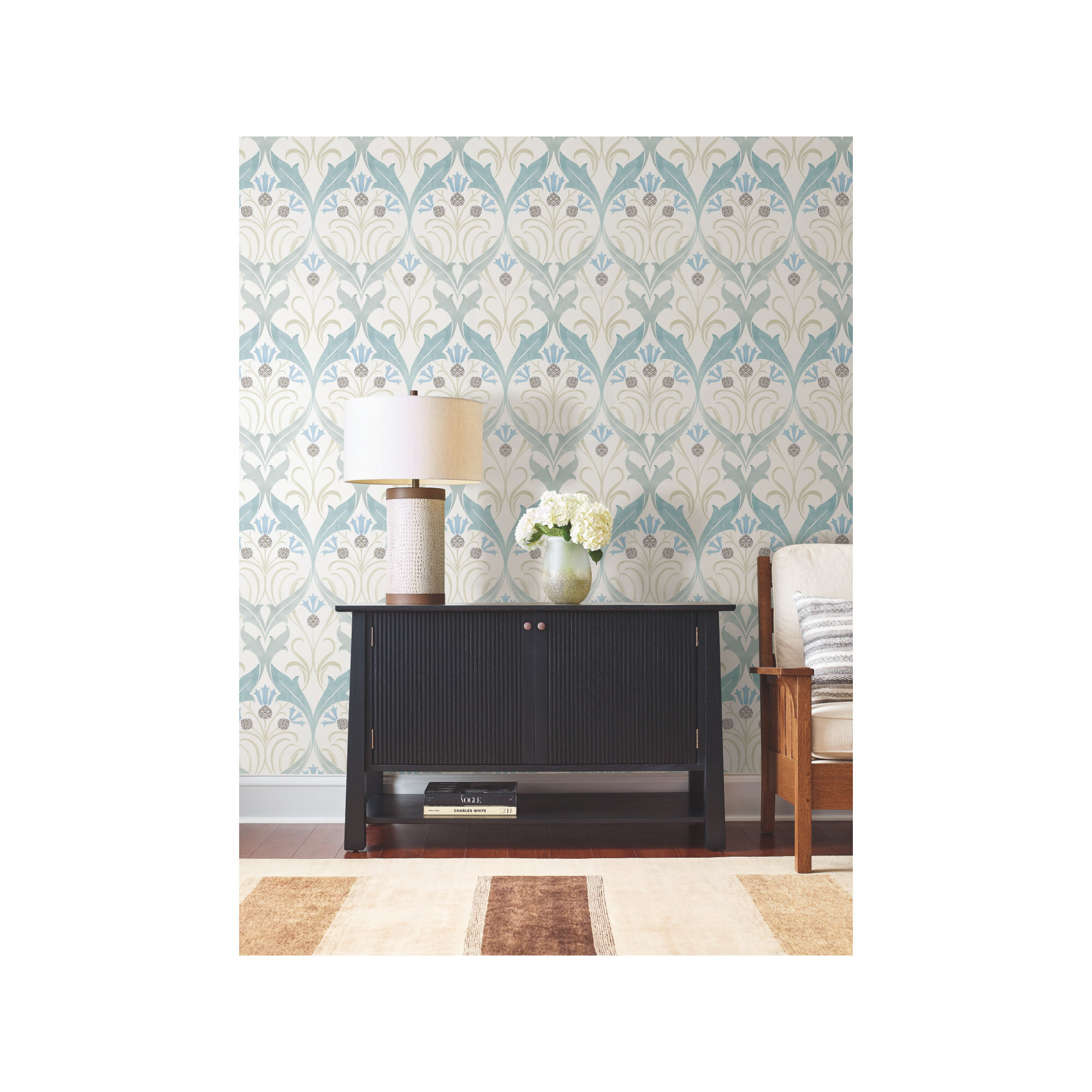 Harmon Floral Wallpaper, Teal