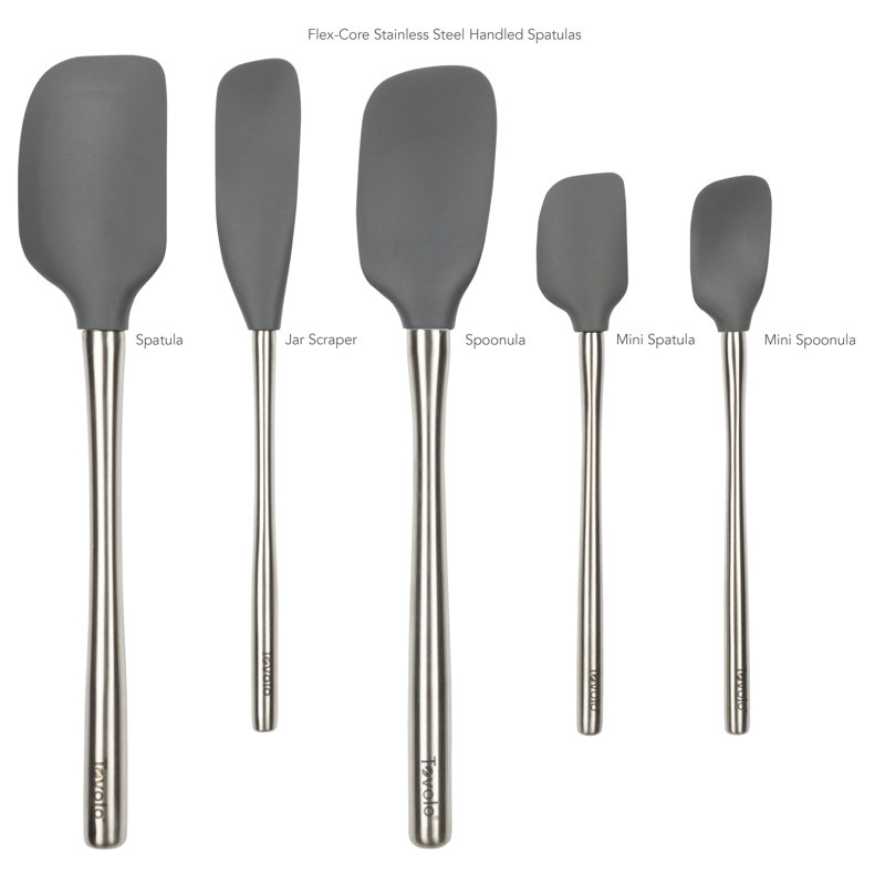 Flex-Core Stainless Steel Handled Spatula 5 Piece Set for Meal, Charcoal