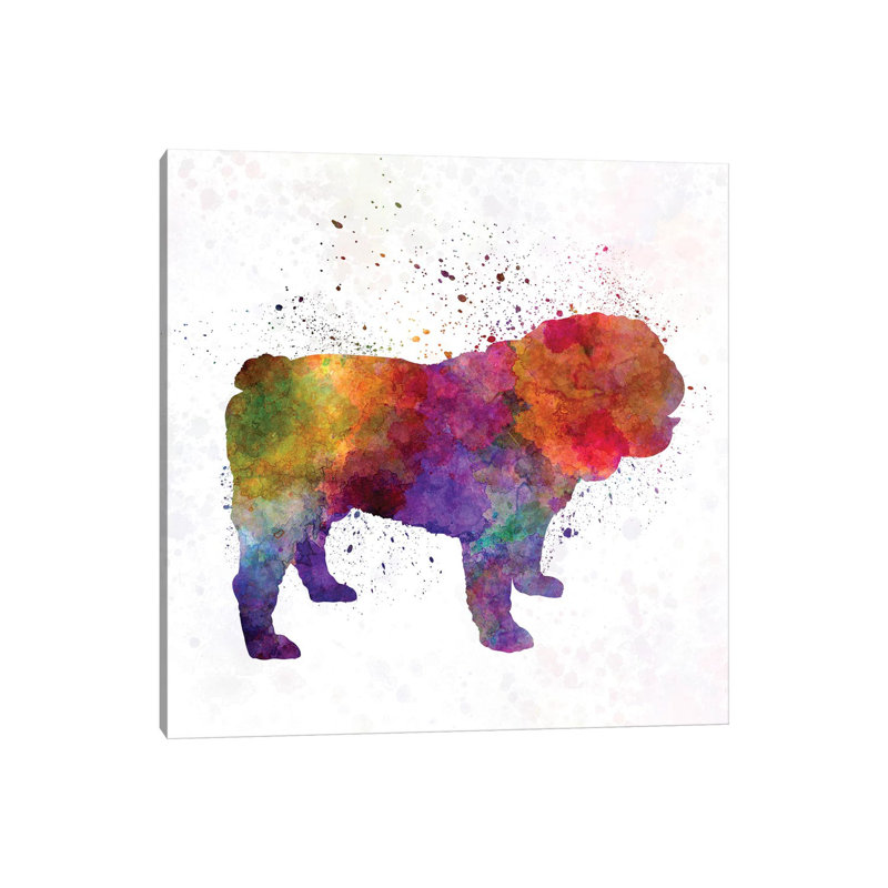 English Bulldog In Watercolour by Paul Rommer - Wrapped Canvas Painting, 30.48cm H x 30.48cm W x 1.91cm D