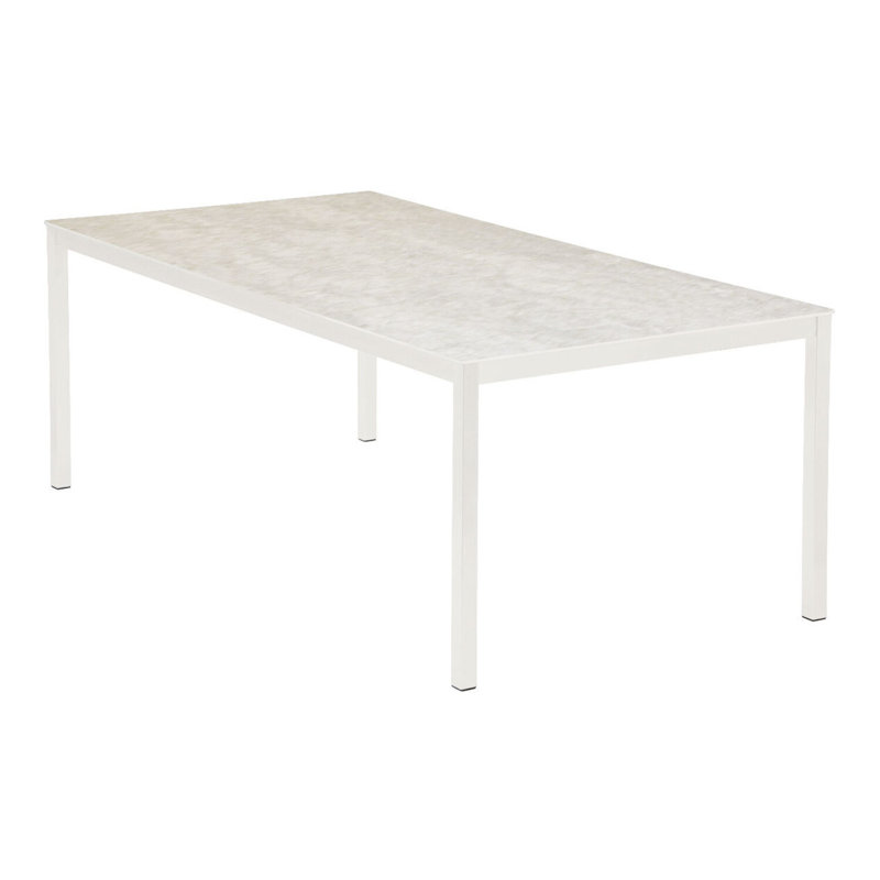 Equinox Dining Table, 28" H x 79" W x 39" D, Frost Ceramic Top/Arctic White Base
