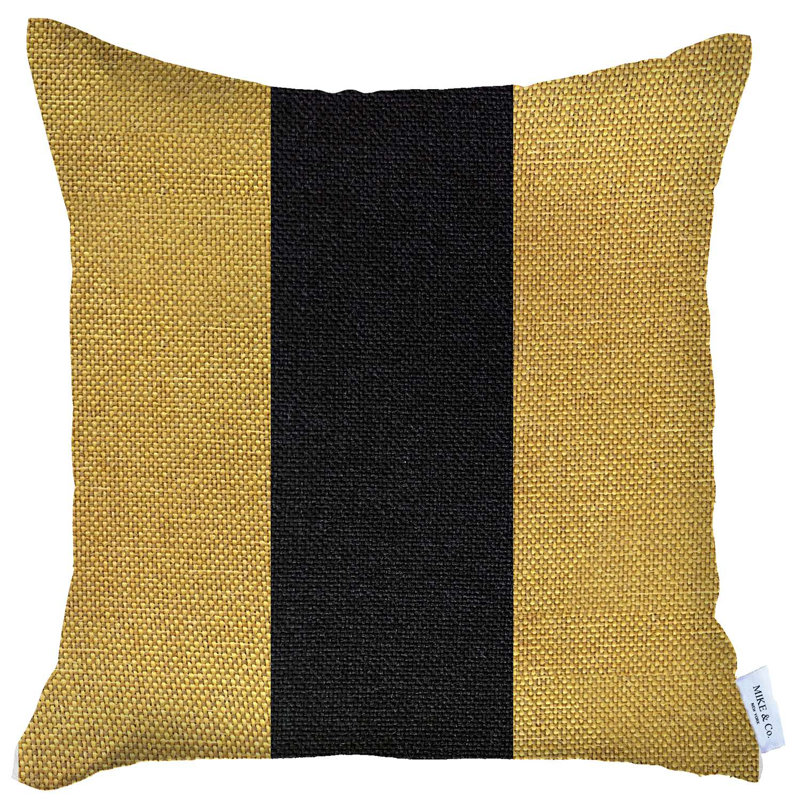 Yellow and Black Polyester Euro Throw Pillow Cover
