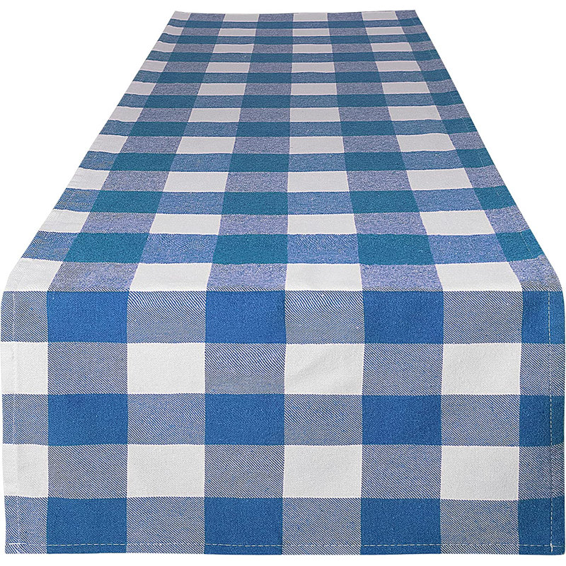 Zulay Home Table Runner Thick Poly Cotton Buffalo Plaid Table Runners 14"x72", Green/White