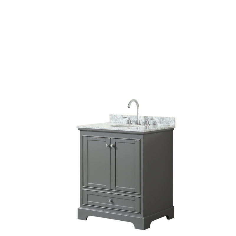 Ensemble de meuble-lavabo simple 30 po Deborah, Gris foncé, Chrome poli poli