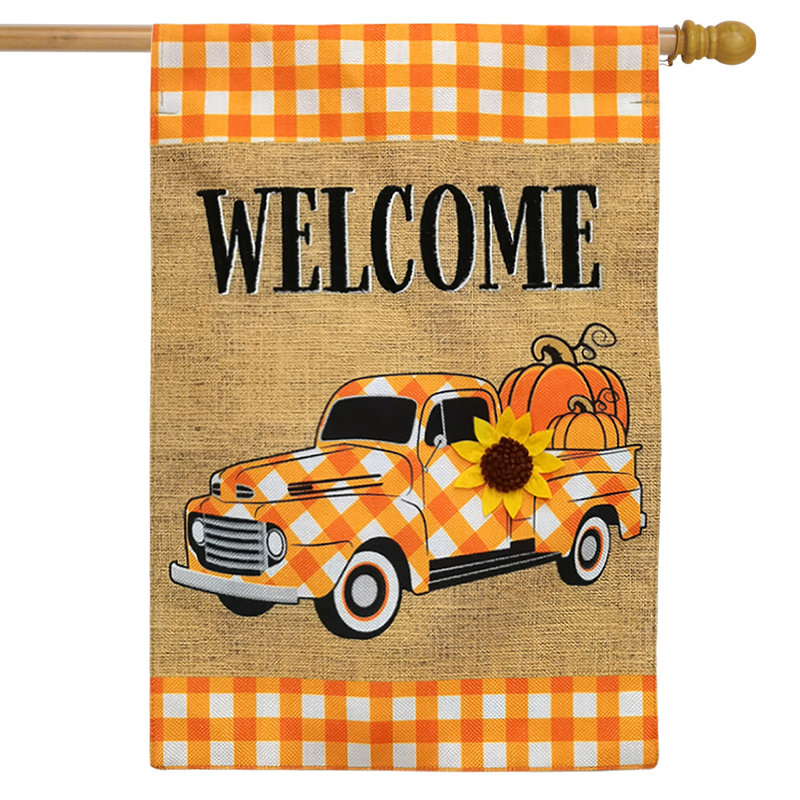 Drapeau d'automne à carreaux, Automne orange/noir/jaune