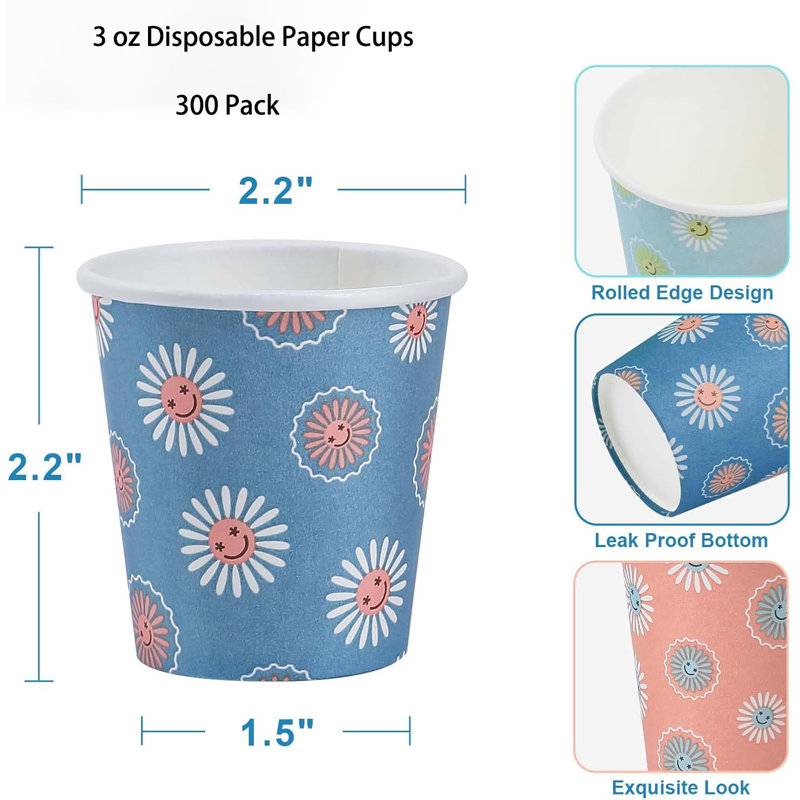 Paquet de 300 tasses en papier 3 oz, mini gobelets jetables pour la fête