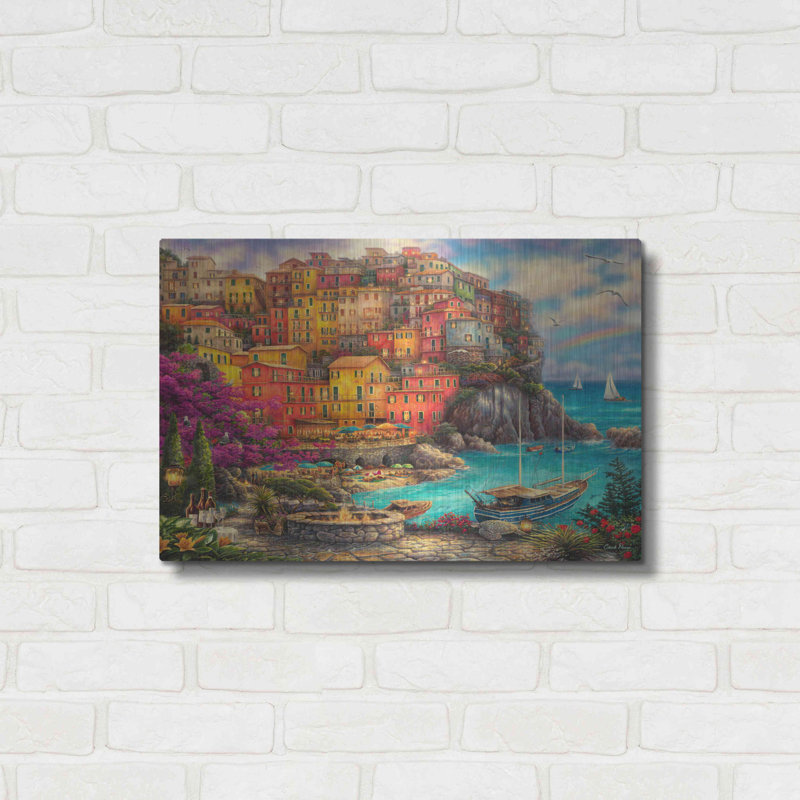 «A Beautiful Day At Cinque Terre» par Chuck Pinson, H 16 po x l 24 po
