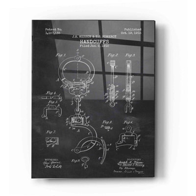 " Handcuffs Blueprint Patent Chalkboard "