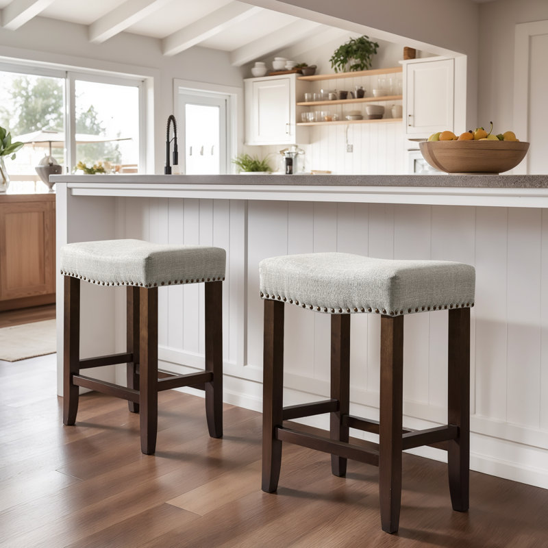 Jaeshon Backless Bar Stools for Kitchen Island, Modern Counter Stool with Wooden Seat, Counter Stool (24.45" Seat Height), 2