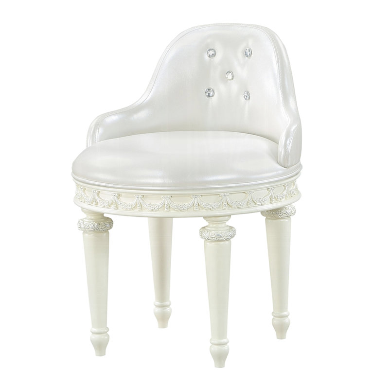 Fauteuil de coiffeuse de luxe avec rotation - Mousse confortable et détails ornementaux Siège pivotant tendance pour le dossier