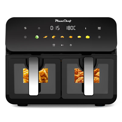 11QT Dual Zone Air Fryer, Double Basket Air Fryer with 2×5QT Baskets, Multifunction Toaster Oven, Digital Full Touchscreen, SyncCook Function, 1500W Stainless Steel Air Fryer for Family Cooking