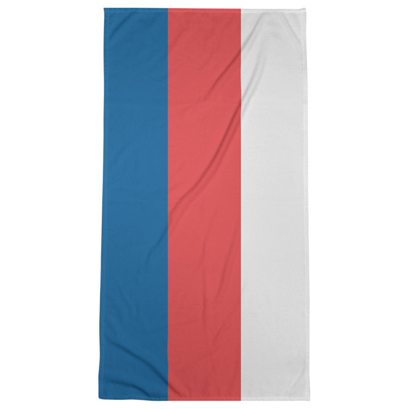 Bath Towel, Dodger Blue/Red/White, Polyester/Cotton